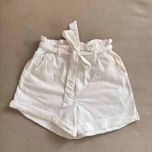 H&M Cream High Waist Belted Shorts